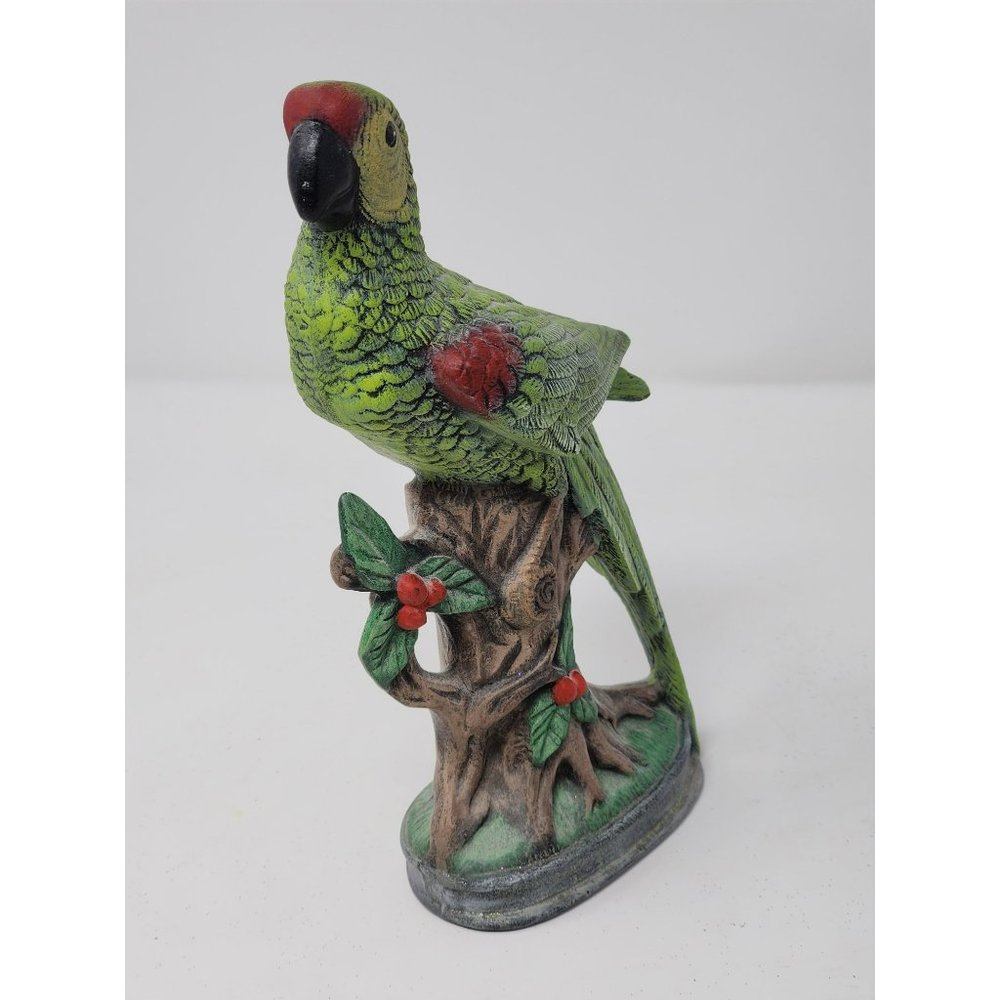 Beautiful Vintage Ceramic Parrot‎ Statue Holly Leaves And Berries